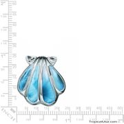 Sterling Silver Larimar Blue Sunrise Seashell Ocean Pendant Hawaii