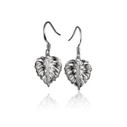 Sterling Silver Monstera Leaf Tropic Dangling Earrings