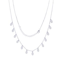 Sterling Silver Necklace 16 to 18 inch Adjustable Cable Chain Elegant CZ