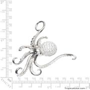 Sterling Silver Octopus Curl Tentacle CZ Pendant Necklace