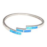 Sterling Silver Opal Blue Cascade (5mm Band) Bangle Hinge Sterling Silver Opal Blue Cascade (5mm Band) Bangle Hinge