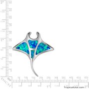 Sterling Silver Opal Blue Manta Ray Pendant Hawaii