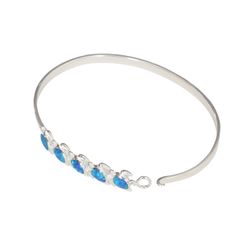 Sterling Silver Opal Blue Turtle Babies (5mm Band) Bangle Hook