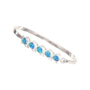 Sterling Silver Opal Blue Turtle Babies (5mm Band) Bangle Hook