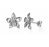 Sterling Silver Orchid Aloha Flower Earrings Sterling Silver Orchid Aloha Flower Earrings