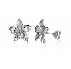 Sterling Silver Orchid Aloha Flower Earrings