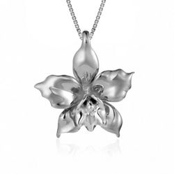 Sterling Silver Orchid Aloha Flower Pendant Hawaii