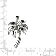 Sterling Silver Palm Tree Curve Six Leaf Pendant Hawaii, 18" Necklace