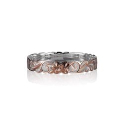 Sterling Silver Rose Gold Plated Queen Scroll 8mm Bangle