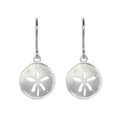 Sterling Silver Sand Dollar Floral Beach Dangling Earrings Hawaii