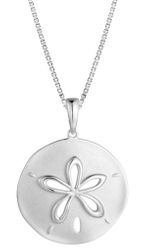 Sterling Silver Sand Dollar Floral Pendant Hawaii