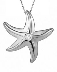 Sterling Silver Starfish CZ Soul Pendant Hawaii, 18" Necklace