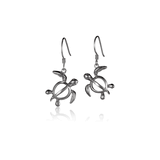 Sterling Silver Tribal Turtle Islander Dangling Earrings Sterling Silver Tribal Turtle Islander Dangling Earrings