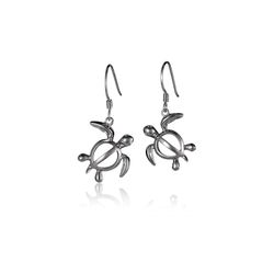 Sterling Silver Tribal Turtle Islander Dangling Earrings