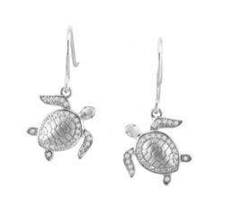 Sterling Silver Turtle Classic Cubic Zirconia CZ Earrings Hawaii