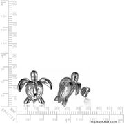 Sterling Silver Turtle Hibiscus Shell Earrings