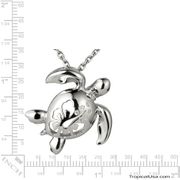Sterling Silver Turtle Hibiscus Shell Pendant Hawaii