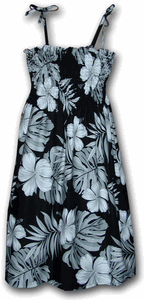 Summer Dresses Hibiscus Blossom Black Hawaiian Tube Style Summer Dresses Hibiscus Blossom Black Hawaiian Tube Style