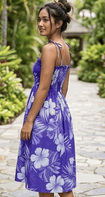 Sun Dress Hibiscus Blossom Purple Hawaiian Tube Style