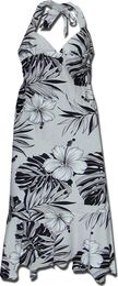 Sun Dress Hibiscus Blossom White Hawaiian Halter Style