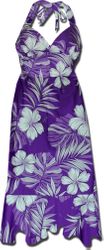 SunDress Hibiscus Bloosom Purple Hawaiian Halter Dresses