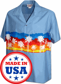 Sunset Men's Tropical Hawaiian Shirts 3910Blue