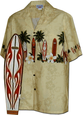 Surf Up Hawaiian Shirts Beige
