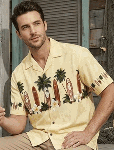 Surf Up Hawaiian Shirts Beige