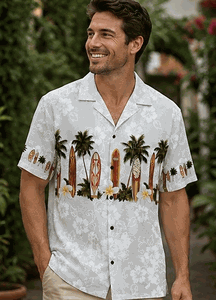 Surf Up Hawaiian Shirts White