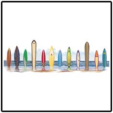 Surfboard Strip Tropical Tees