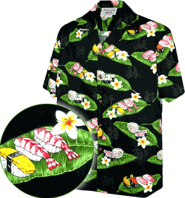 Sushi Men's 100% Cotton Hawaiian Shirt 3950Black