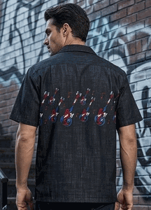 Tatoo Guitars Men's Pacific Legend Camp Shirts 3988Black