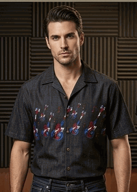 Tatoo Guitars Men's Pacific Legend Camp Shirts 3988Black Tatoo Guitars Men's Pacific Legend Camp Shirts 3988Black