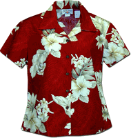 The Luau Ladies Hawaiian Shirts Red