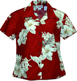 The Luau Ladies Hawaiian Shirts Red The Luau Ladies Hawaiian Shirts Red