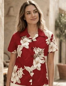 The Luau Ladies Hawaiian Shirts Red