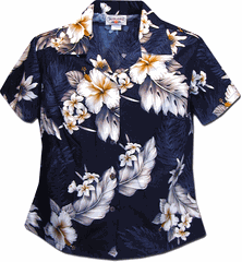 The Luau Ladies Navy Hawaiian Shirts
