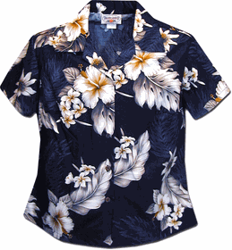 The Luau Ladies Navy Hawaiian Shirts The Luau Ladies Navy Hawaiian Shirts