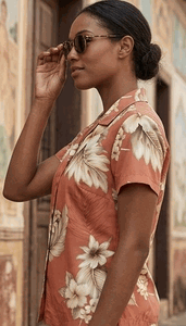 The Luau Ladies Peach Hawaiian Shirts