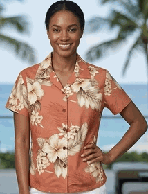 The Luau Ladies Peach Hawaiian Shirts