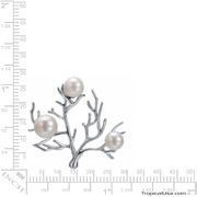 Three Pearl Freshwater Cultured Sterling Silver Coral Tree Pendant Hawaii