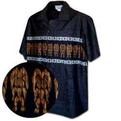 Tiki Carving Hawaiian Shirt Black
