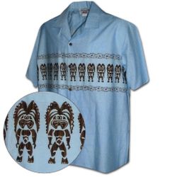 Tiki Carving Hawaiian Shirt Blue