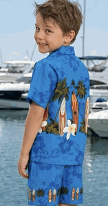 Todder Boys Hawaiian Short Set Blue Surf Up