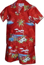 Toddler Boys Hawaiian Christmas Outfit Red