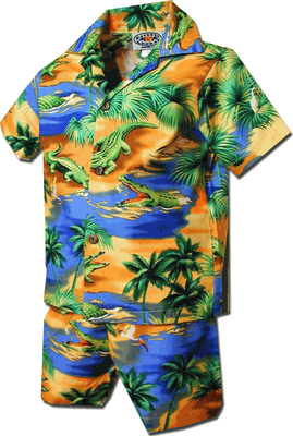 Toddler Hawaiian Cabana Set Gator Blue