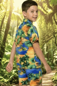Toddler Hawaiian Cabana Set Gator Blue