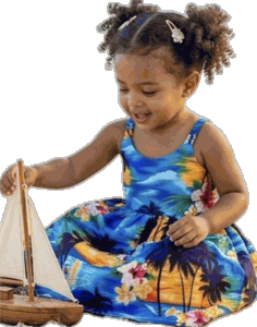 Toddler Hawaiian Dresses Blue Waikiki Sunset