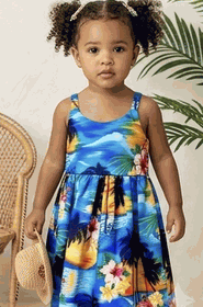 Toddler Hawaiian Dresses Blue Waikiki Sunset Toddler Hawaiian Dresses Blue Waikiki Sunset