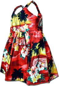 Toddler Hawaiian Dresses Red Waikiki Sunset Toddler Hawaiian Dresses Red Waikiki Sunset
